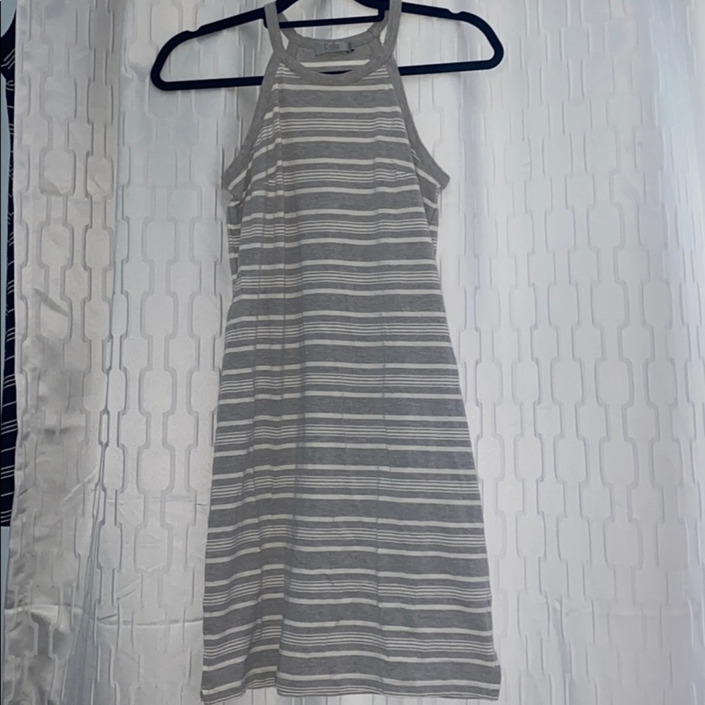 Dalia Gray and White Dress